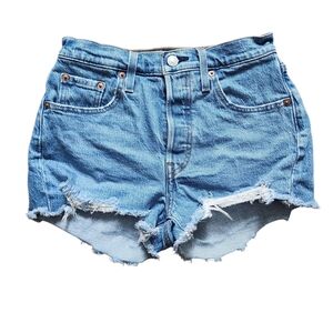 Levi's 501 High Rise Distressed Denim Cutoff Shorts - Size 25